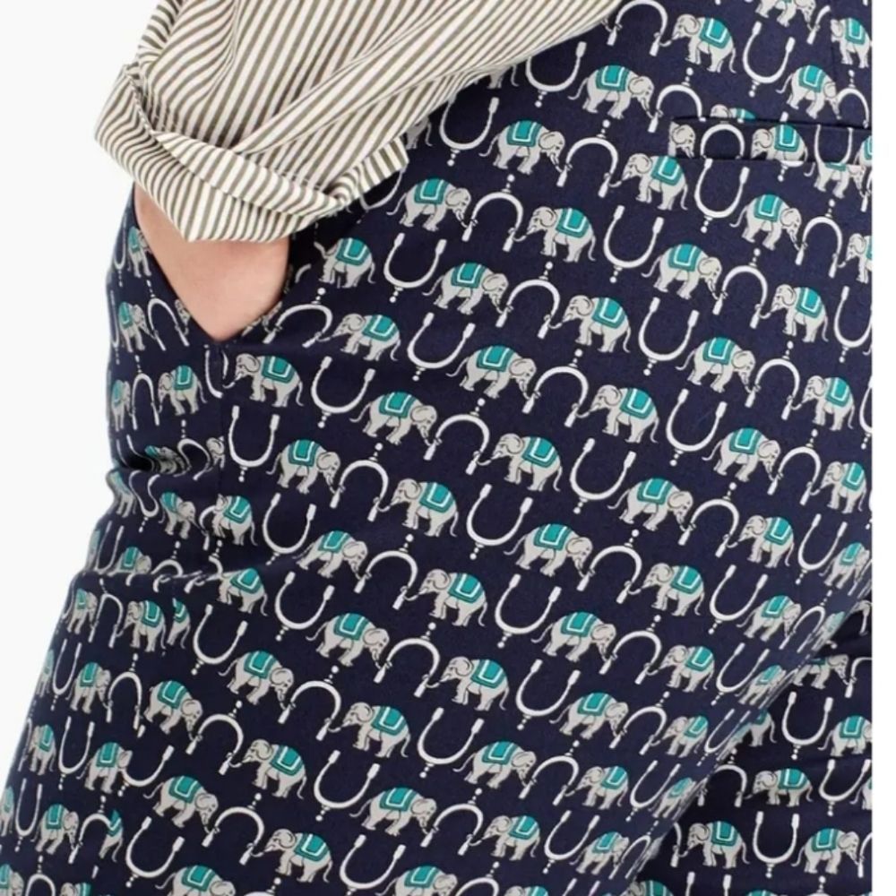 J. CREW Blue Elephant Print Pants size 0 - Picture 5 of 10